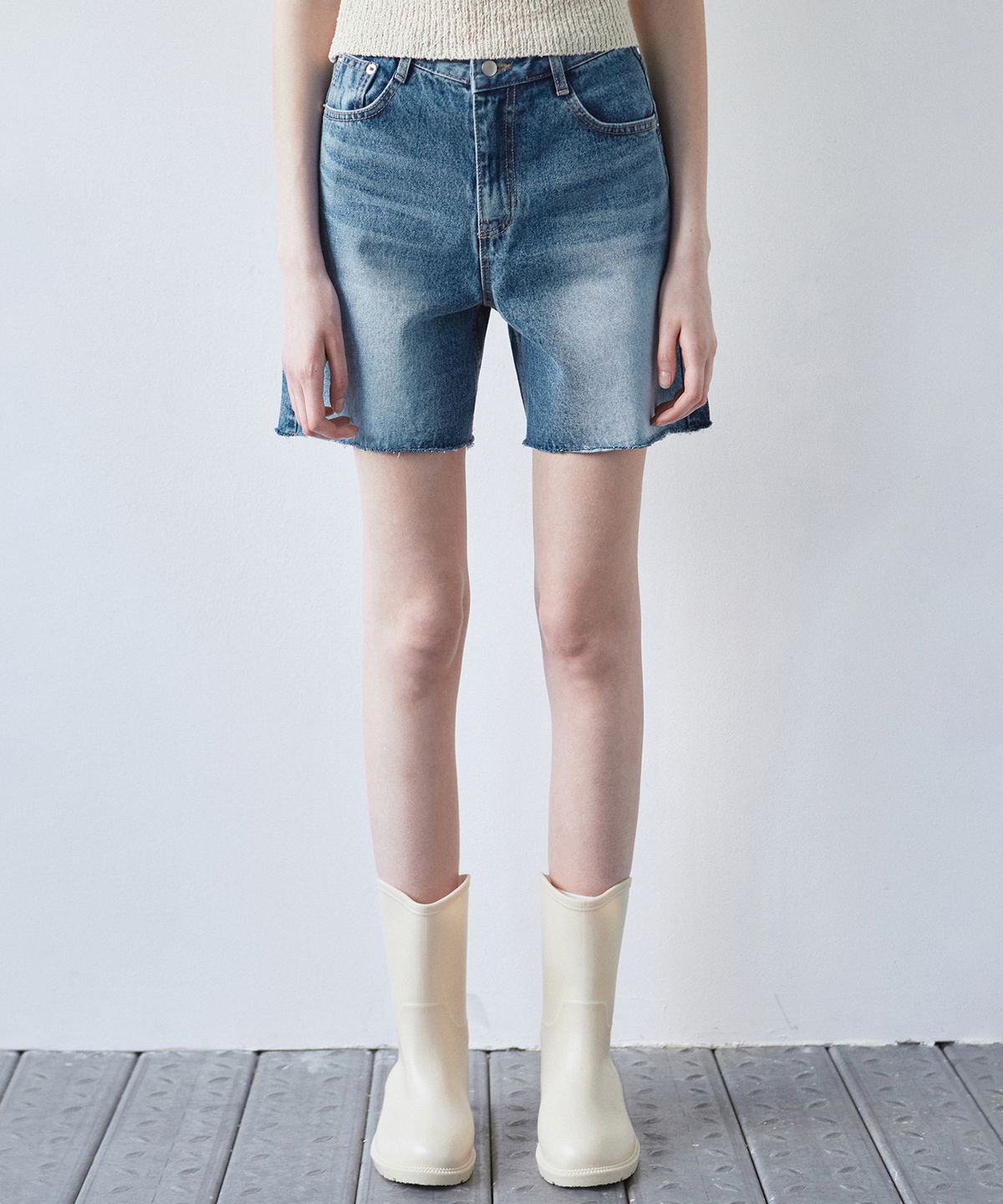 닉앤니콜(NICK&NICOLE) CUTTING DENIM HALF PANTS_BLUE