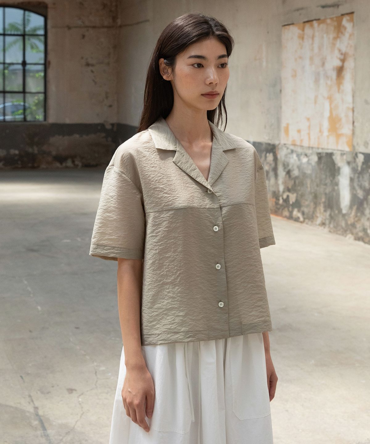 어나더오피스 우먼(ANOTHER OFFICE WOMEN) Women Reverb Shirt (Sage Gray)