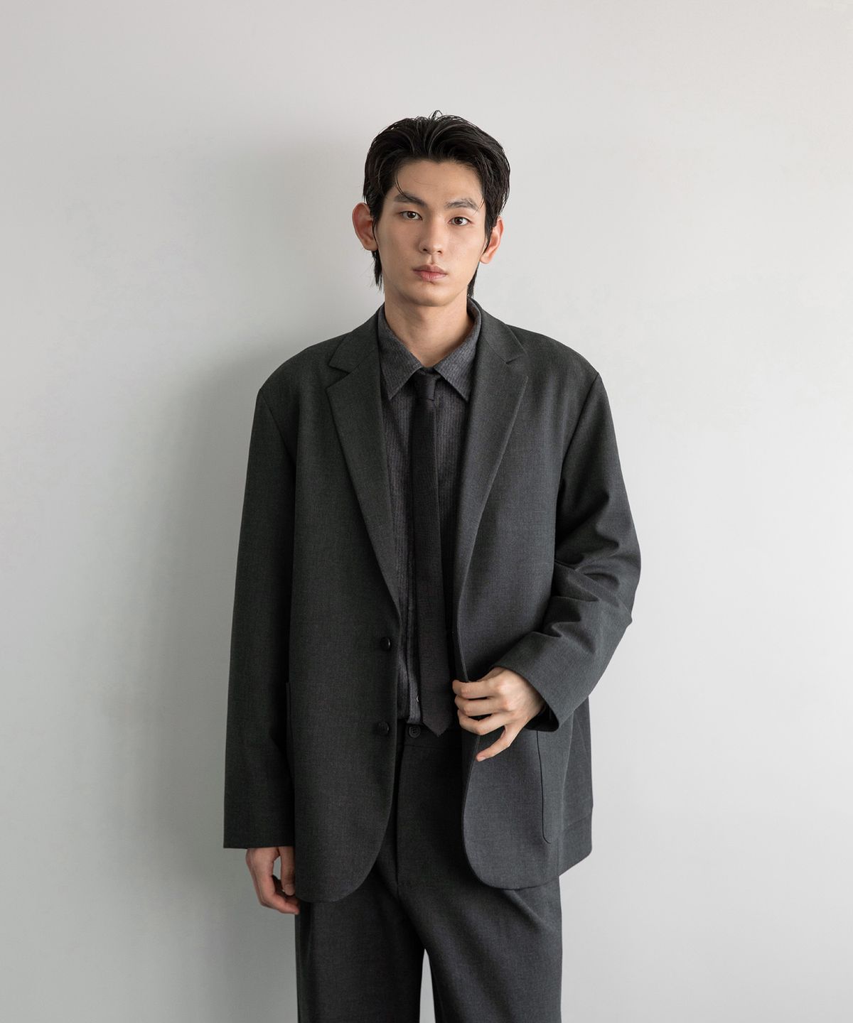 어나더 오피스(ANOTHER OFFICE) Habana Single Jacket (Heather Charcoal)