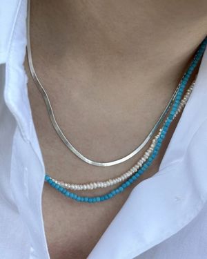 [Bs-397]  925실버 터키석 레이어드 목걸이