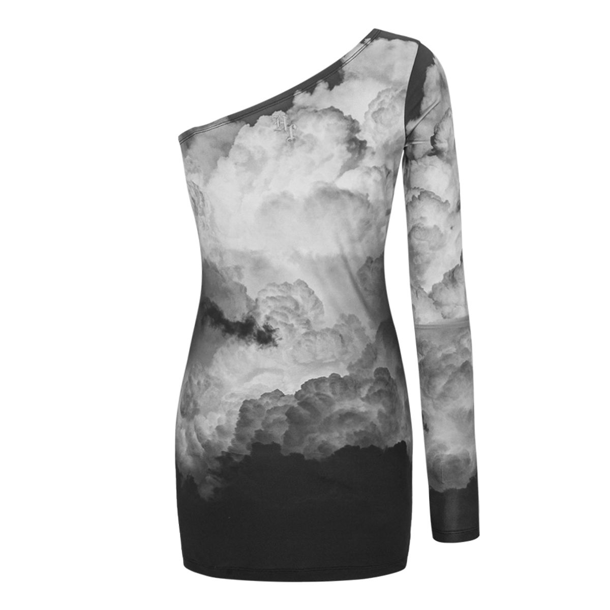 하투(HATU) ONE SHOULDER CLOUD DRESS BLACK