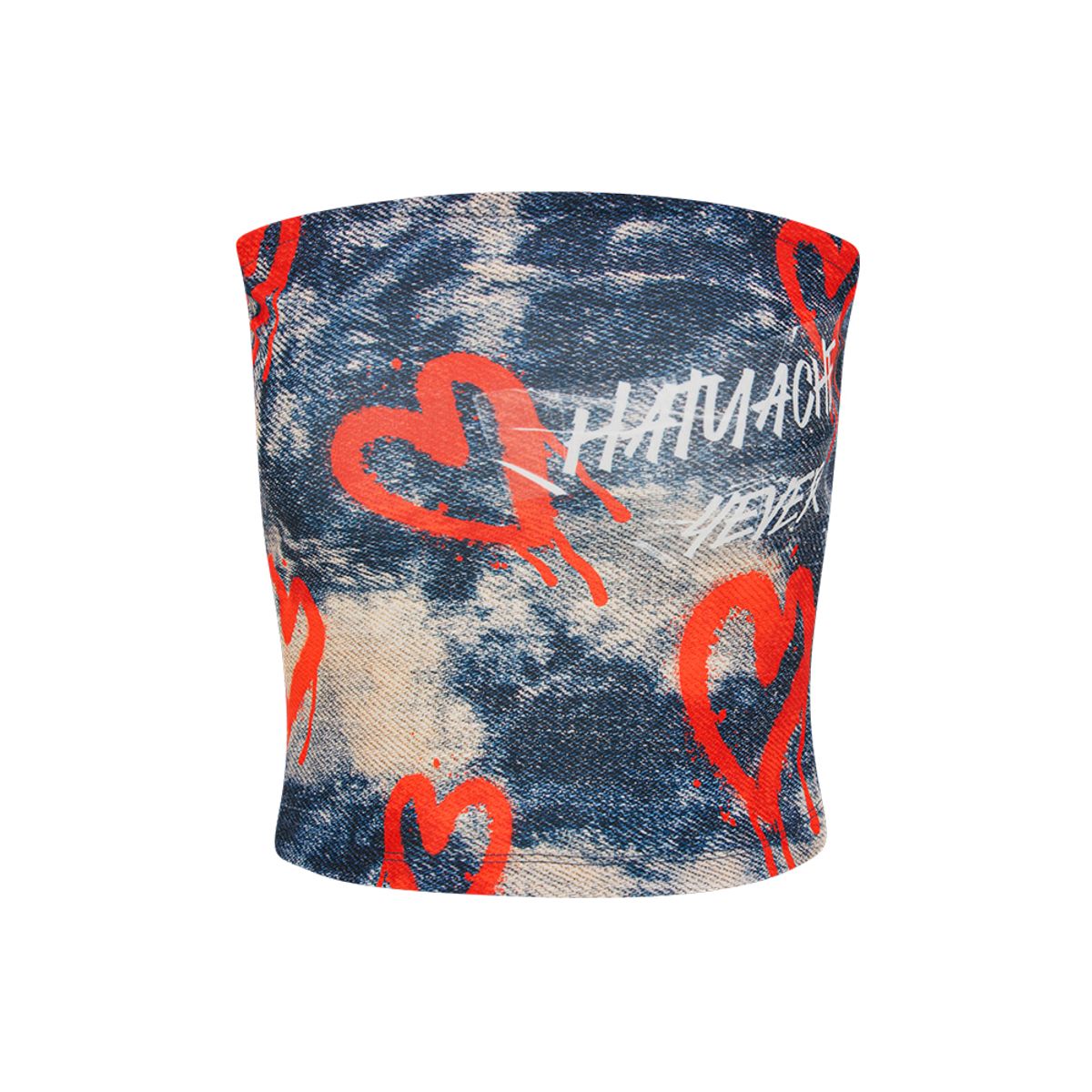 하투(HATU) HEART DENIM PRINTING TOP NAVY