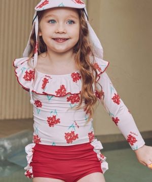 라일락 프릴 래쉬 가드