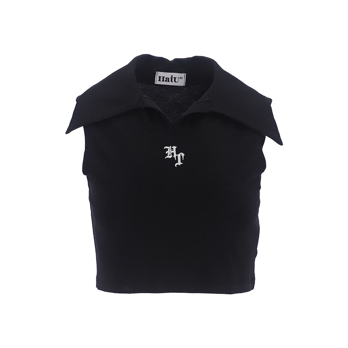 하투(HATU) CROPPED HT LOGO COLLAR TOP BLACK