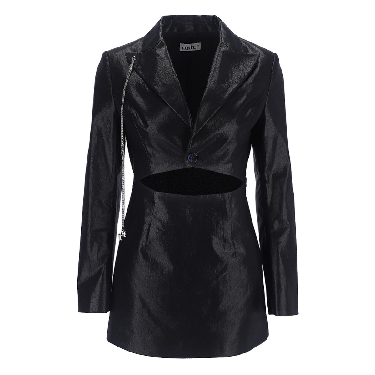 하투(HATU) VEGAN LEATHER JACKET DRESS BLACK