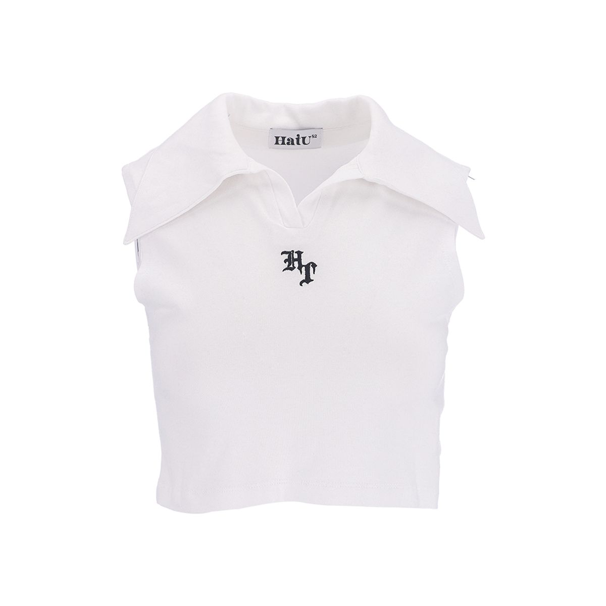 하투(HATU) CROPPED HT LOGO COLLAR TOP WHITE