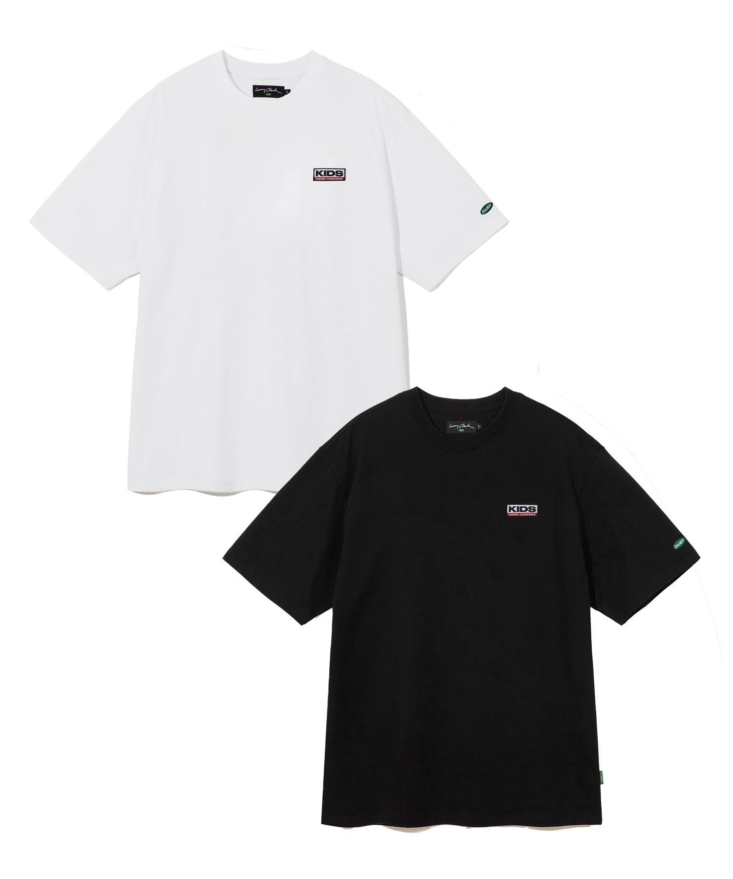 MUSINSA公式 | LARRY CLARK [PACKAGE] 2PACK KIDS LOGO TEE WHITE / BLACK
