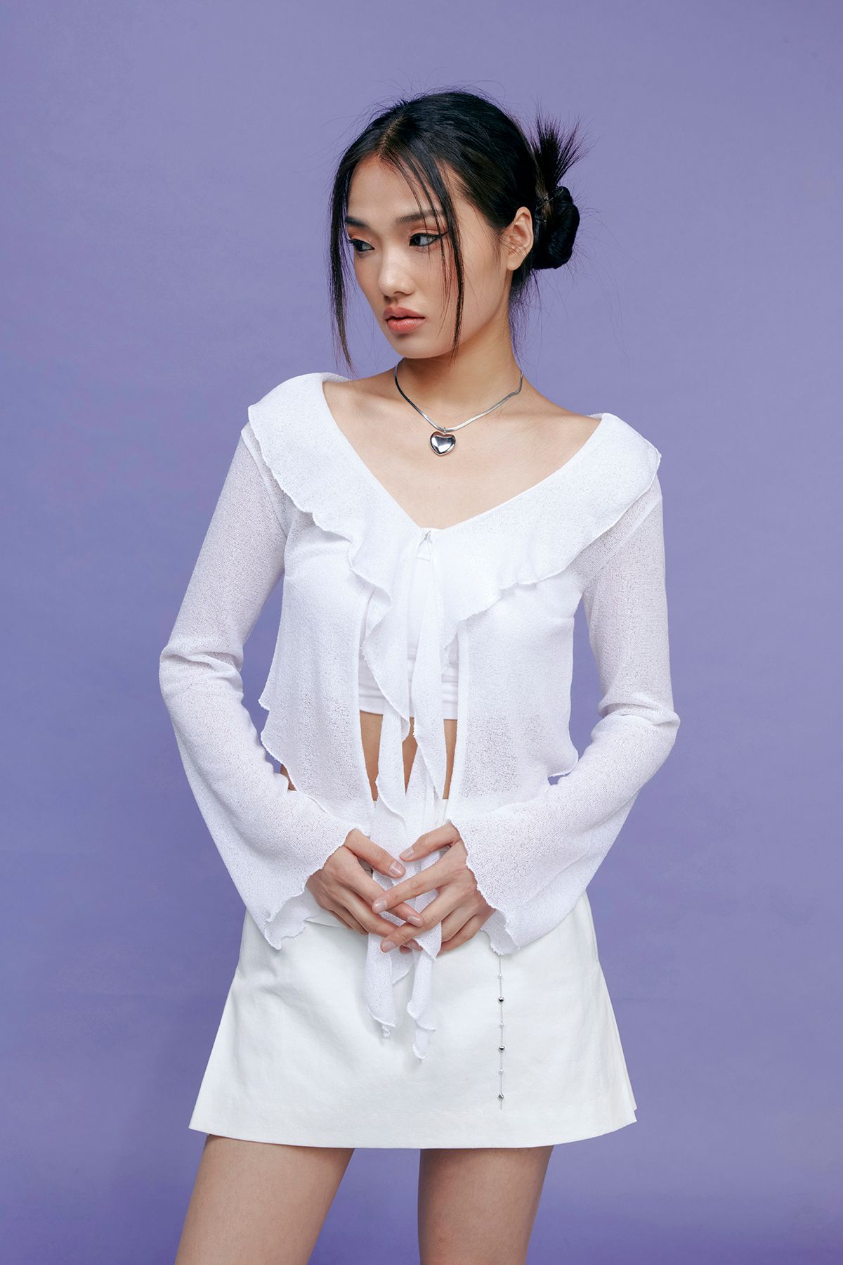 카프리슈(CAPRICIEUX) Plum cardigan_White