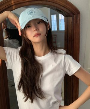 써클 로고 자수 볼캡_DENIM