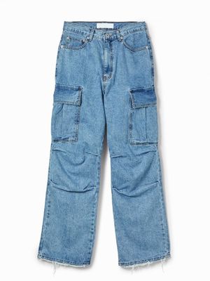 POCKET DENIM PANTS BLUE