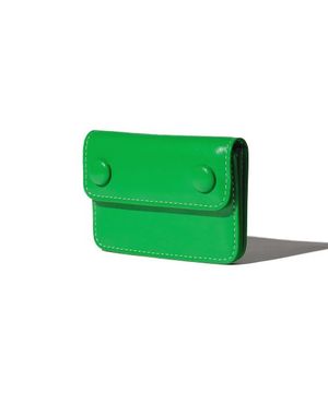 도트 3단 아코디언 동전 카드지갑 그린