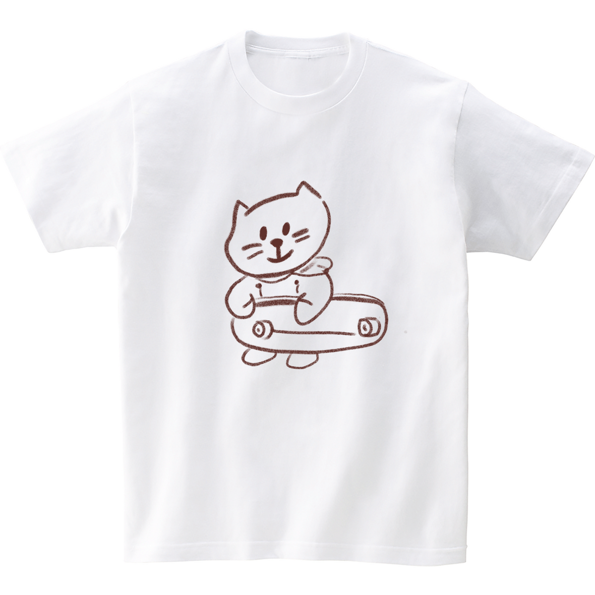 어썸어스(AWESOMEUS) (23SS)SKATE BOARD WITH SMILE CAT 반팔 티셔츠 화이트
