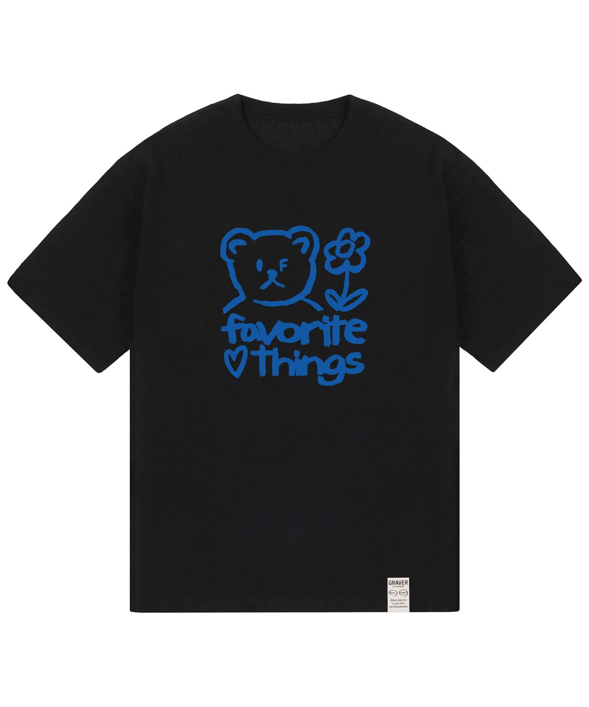 그레이버(GRAVER) [UNISEX]드로잉 FAVORITE THINGS 반팔티_블랙/블루 로고