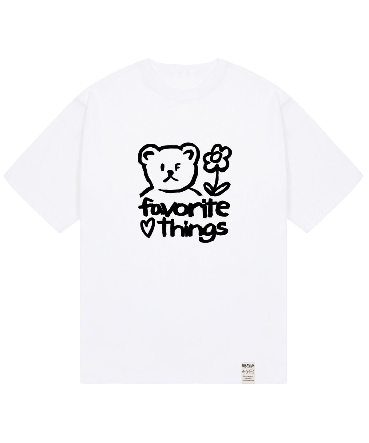 그레이버(GRAVER) [UNISEX]드로잉 FAVORITE THINGS 반팔티_화이트/블랙 로고