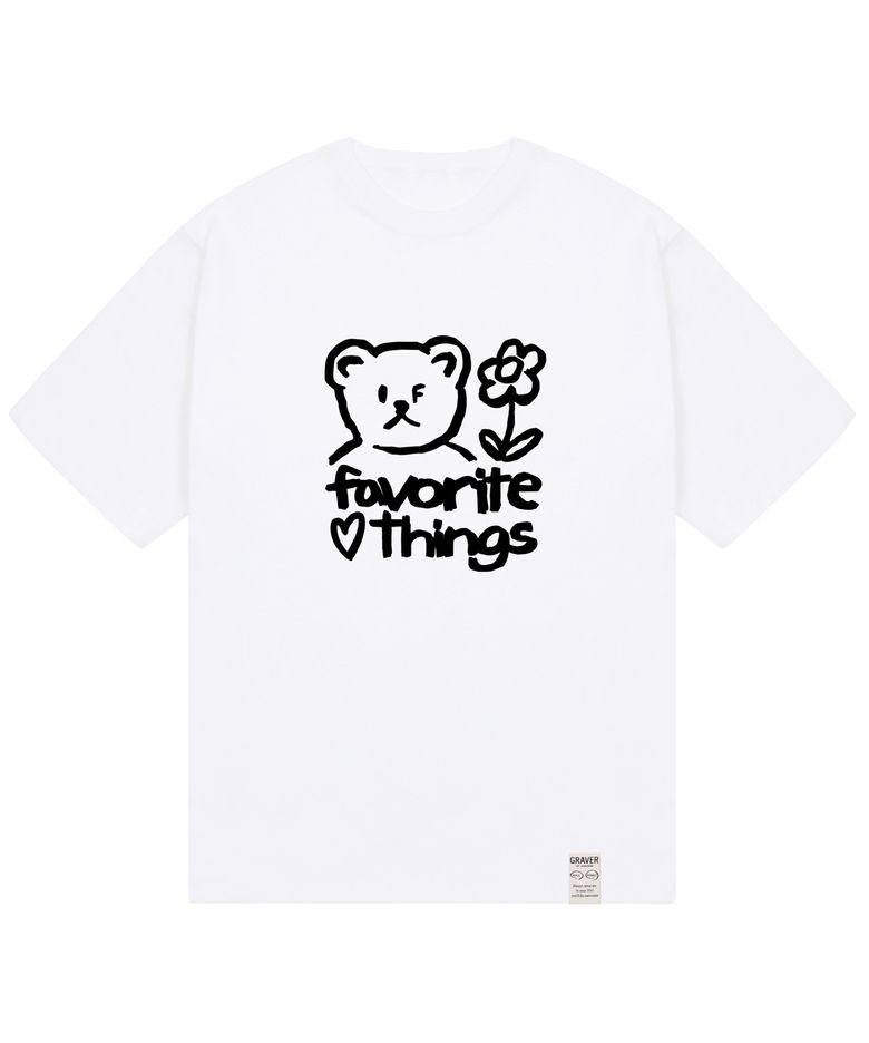 [UNISEX]드로잉 FAVORITE THINGS 반팔티_화이트/블랙 로고
