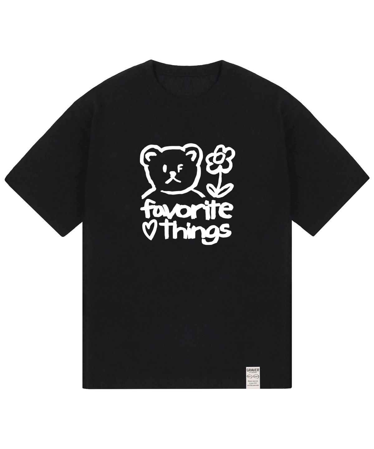 그레이버(GRAVER) [UNISEX]드로잉 FAVORITE THINGS 반팔티_블랙/화이트 로고