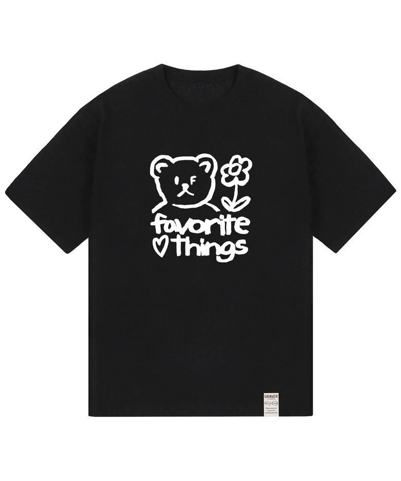 [UNISEX]드로잉 FAVORITE THINGS 반팔티_블랙/화이트 로고