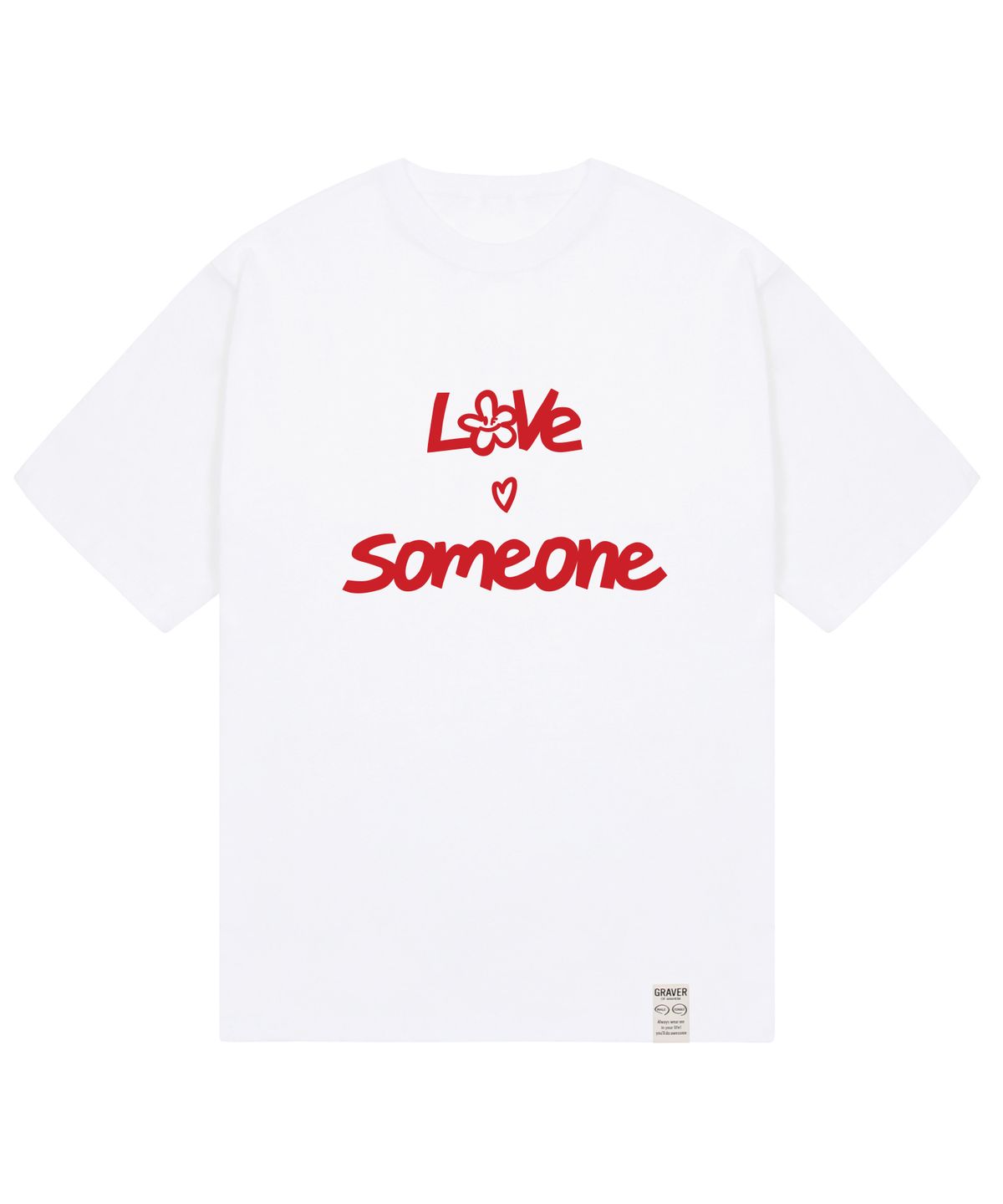 그레이버(GRAVER) [UNISEX]LOVE SOMEONE 반팔티_화이트/레드 로고
