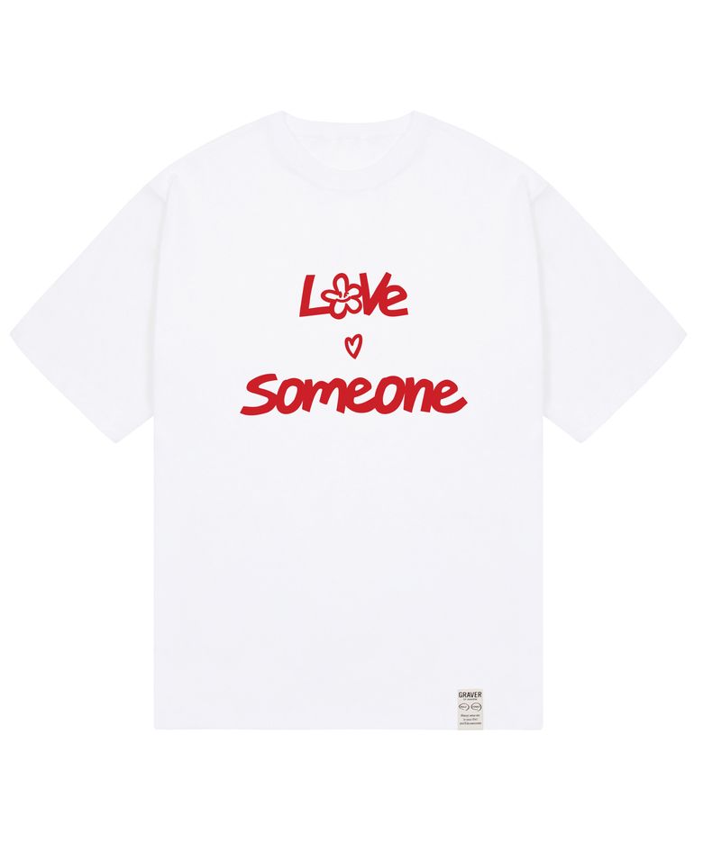 [UNISEX]LOVE SOMEONE 반팔티_화이트/레드 로고
