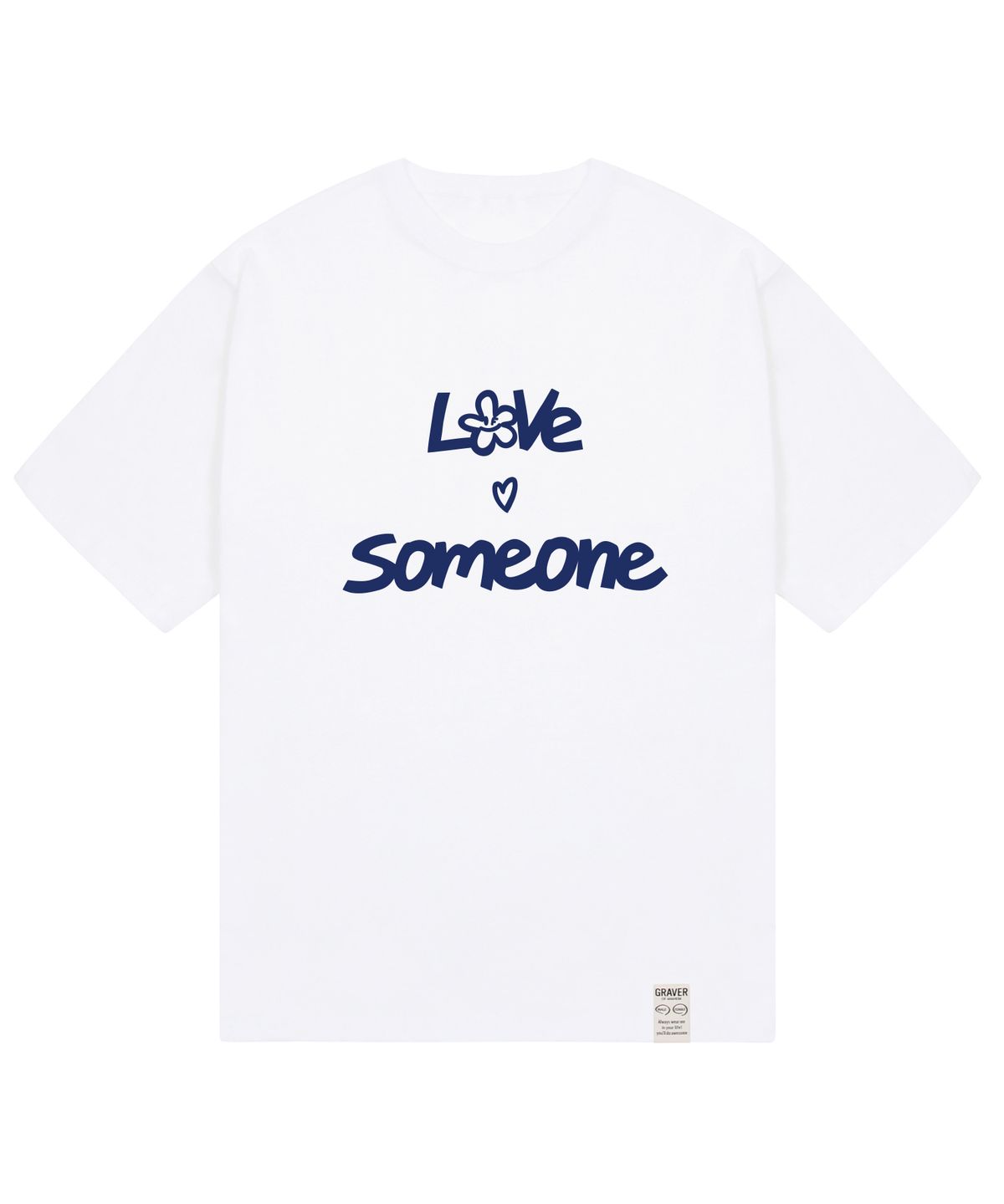 그레이버(GRAVER) [UNISEX]LOVE SOMEONE 반팔티_화이트/네이비 로고