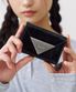 CRINKLE TRIANGLE TRIPLE WALLET - BLACK