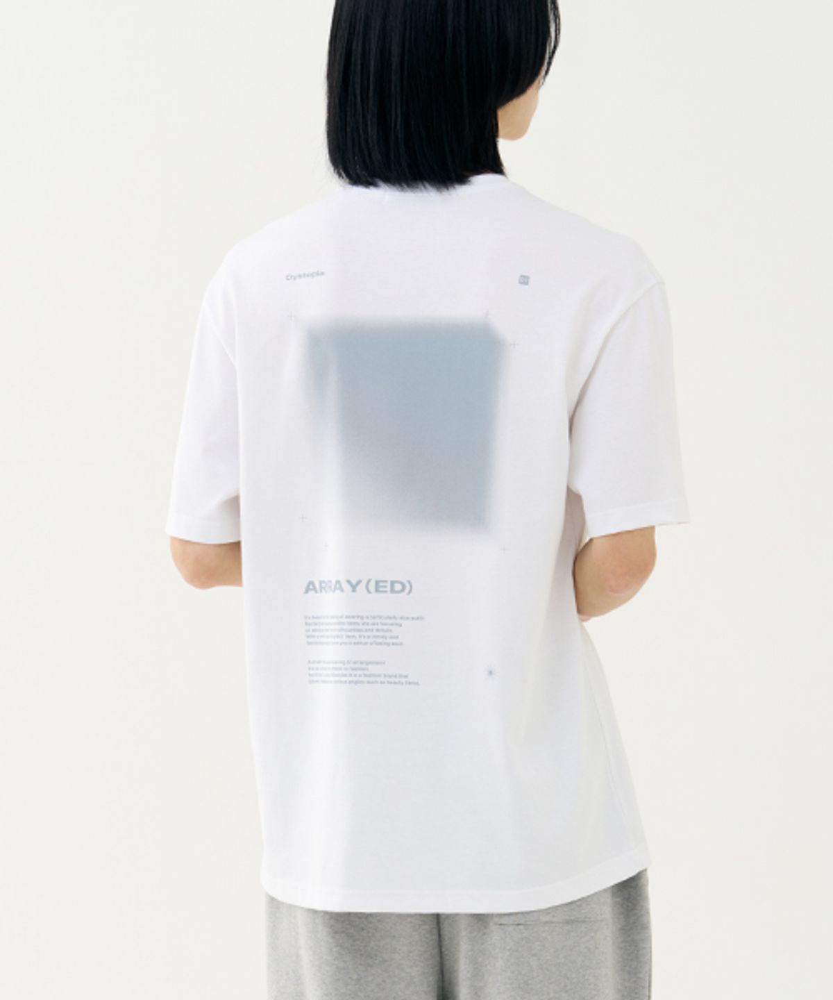 어레이드(ARRAYED) A.G.I 블루 그레이 큐브 티셔츠 [WHITE]