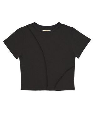 컷 스티치 크롭탑_차콜