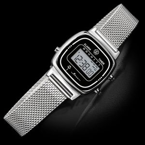 탄생화 레트로 디지탈 메쉬밴드 전자시계 블랙