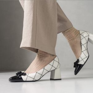 에디션 펌프스 스퀘어토 소가죽 T3단리본 6CM O55P248