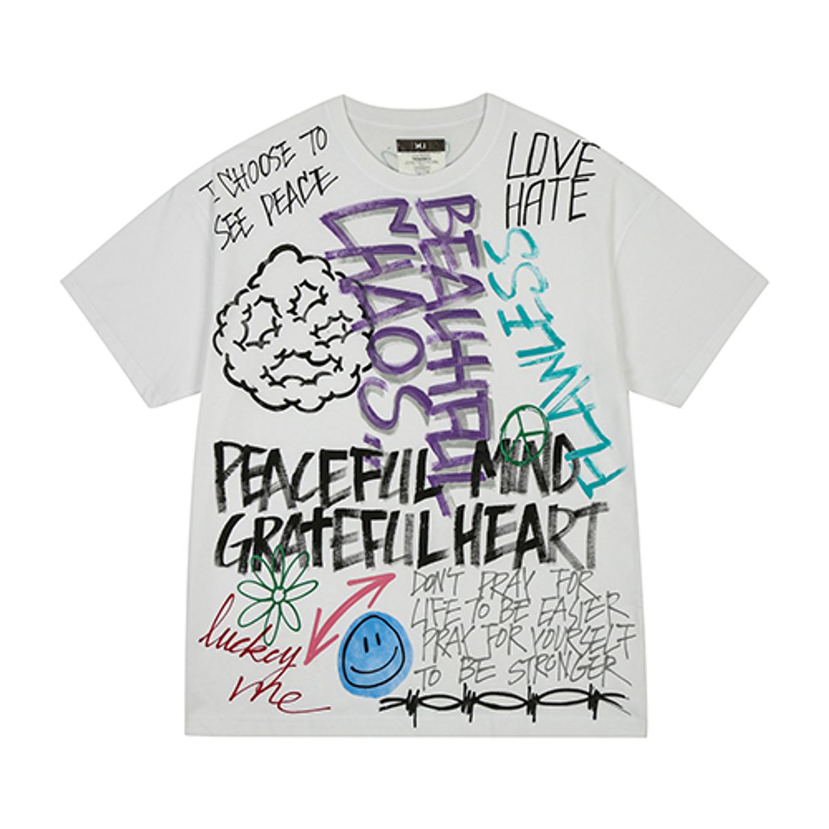 더 매드니스(THE MADNESS) HAND WORK PEACEFULL T-SHIRTS_WH