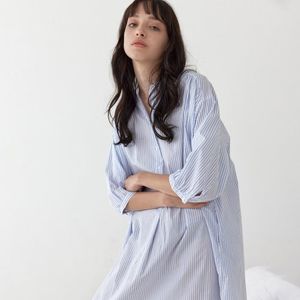 코지 스트라이프 원피스 잠옷