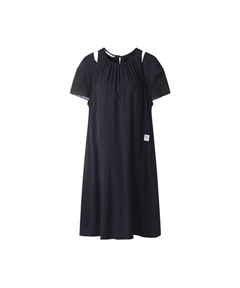 Patchwork Slit Shoulder Dress_RQDAM23591NYX