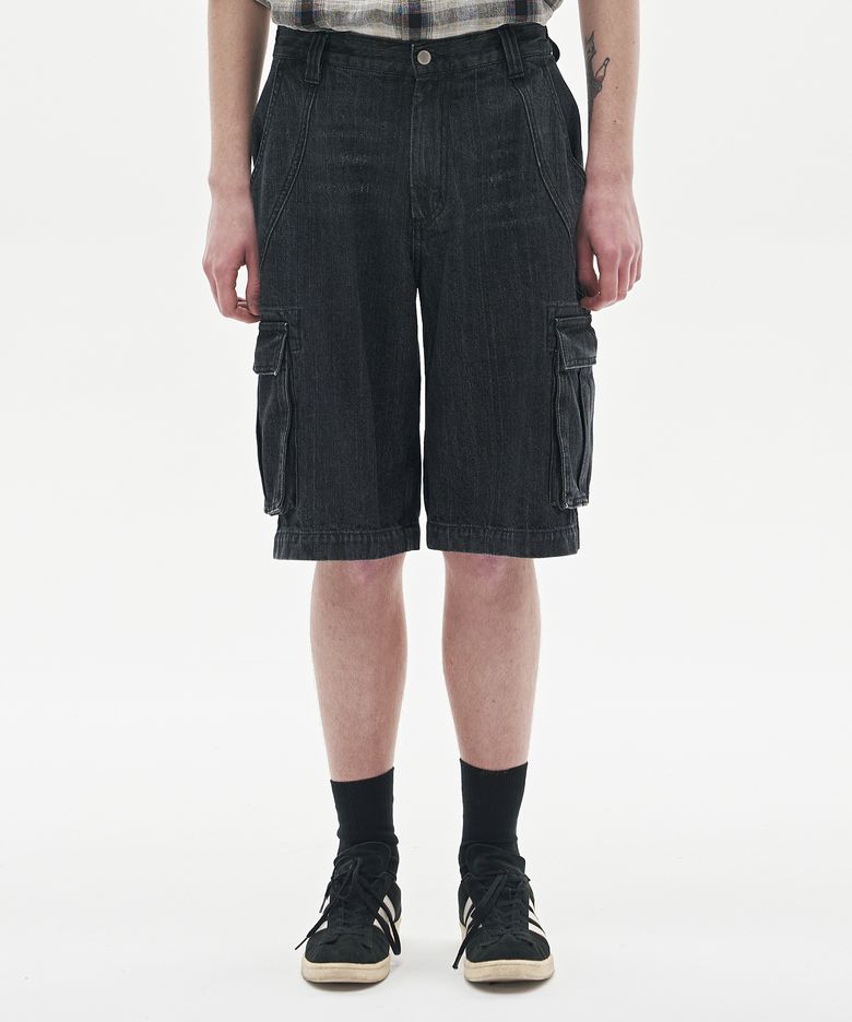 bermuda cargo denim pants (black)
