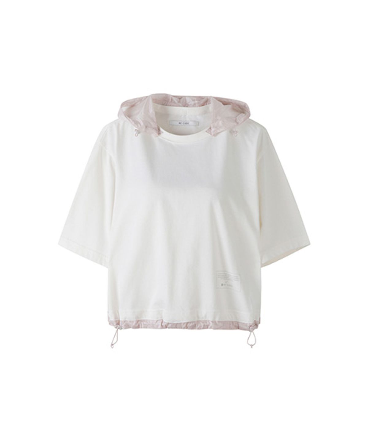 래코드(RECODE) Detachable Hoodie Round Neck Crop T-shirt_RJTAM23705WHX