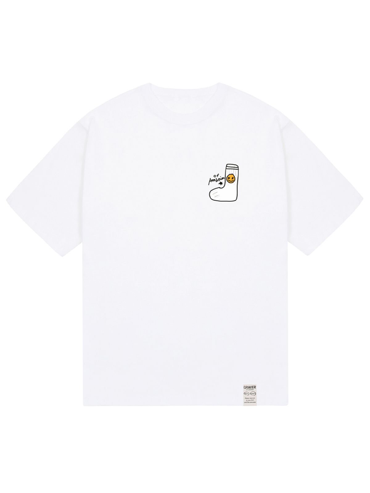 그레이버(GRAVER) [UNISEX]삭스 드로잉스마일 로고 반팔티_화이트
