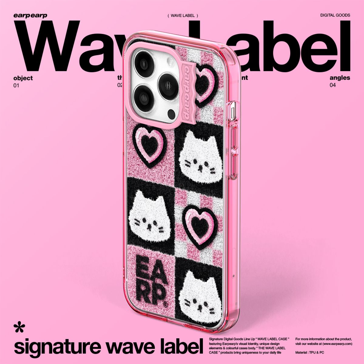 어프어프(EARPEARP) CHECKER BOARD HEART CHICHI-PINK(웨이브라벨)