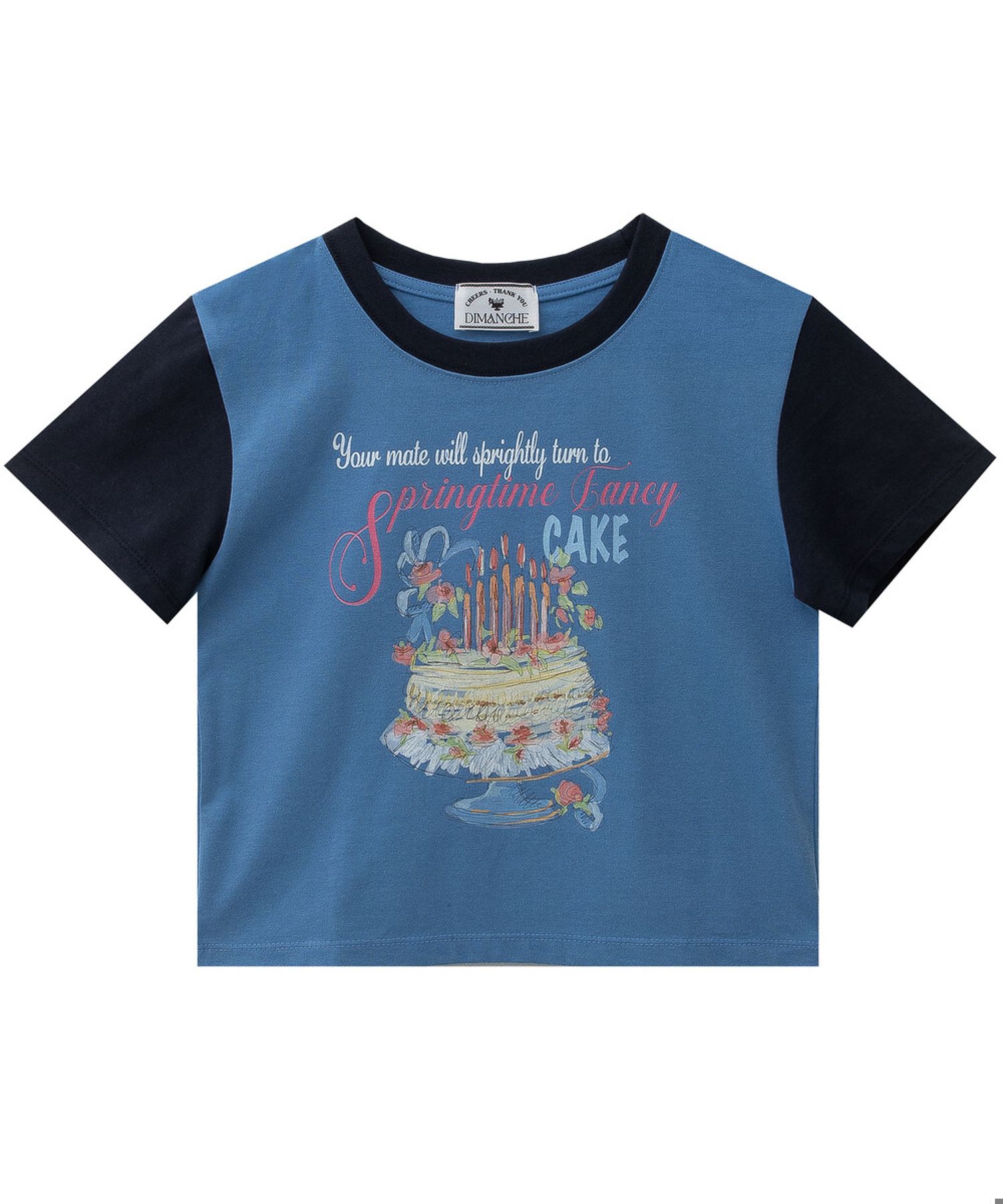韓国ファッション [DIMANCHE] DIMANCHE CAKE CROP T-SHIRT DIMANCHE CAKE CROP T-SHIRT - DIMANCHE | 60% - Asian Fashion