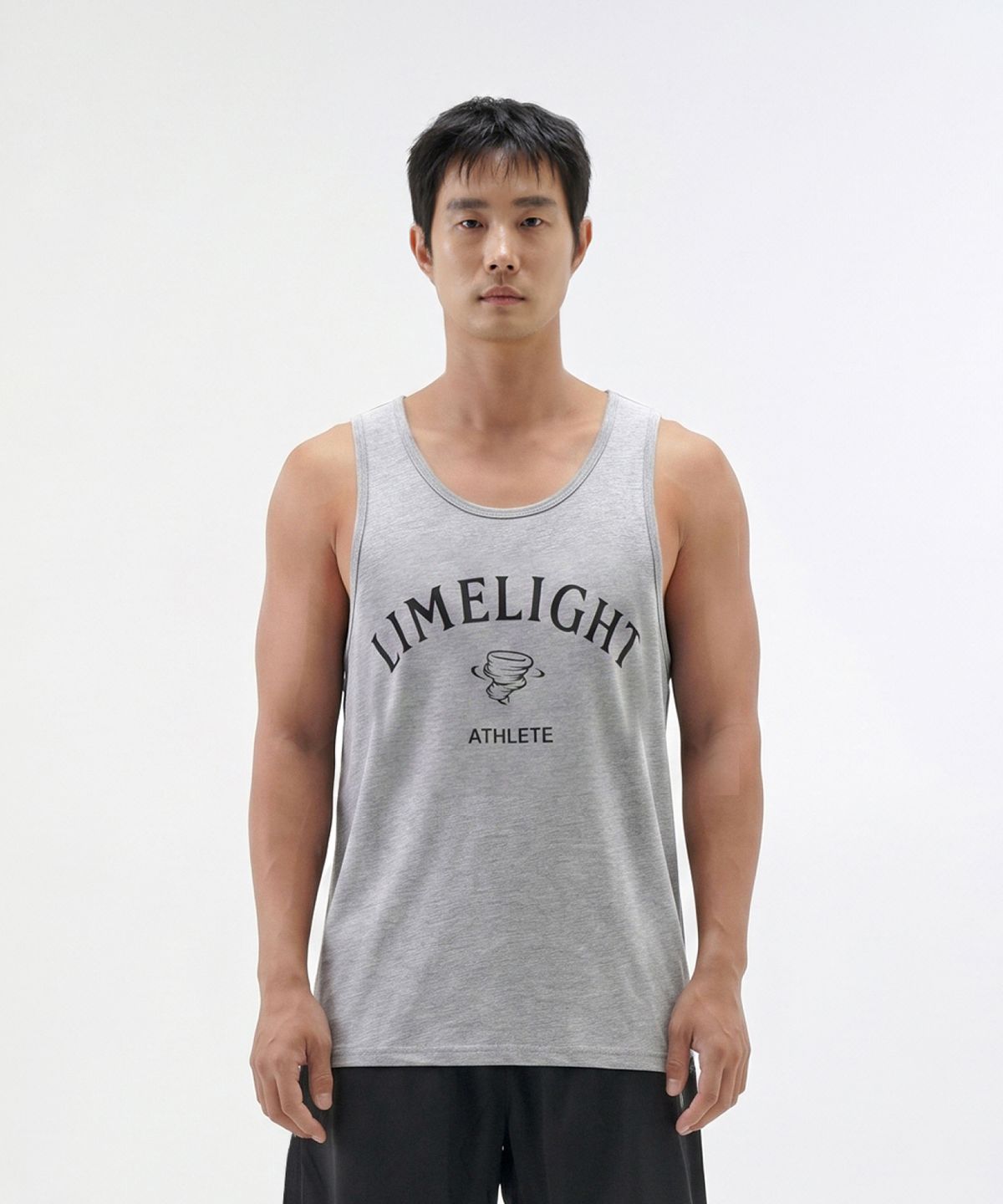 라임라잇 어패럴(LIMELIGHT APPAREL) 아치 로고 슬리브리스 (그레이/블랙)