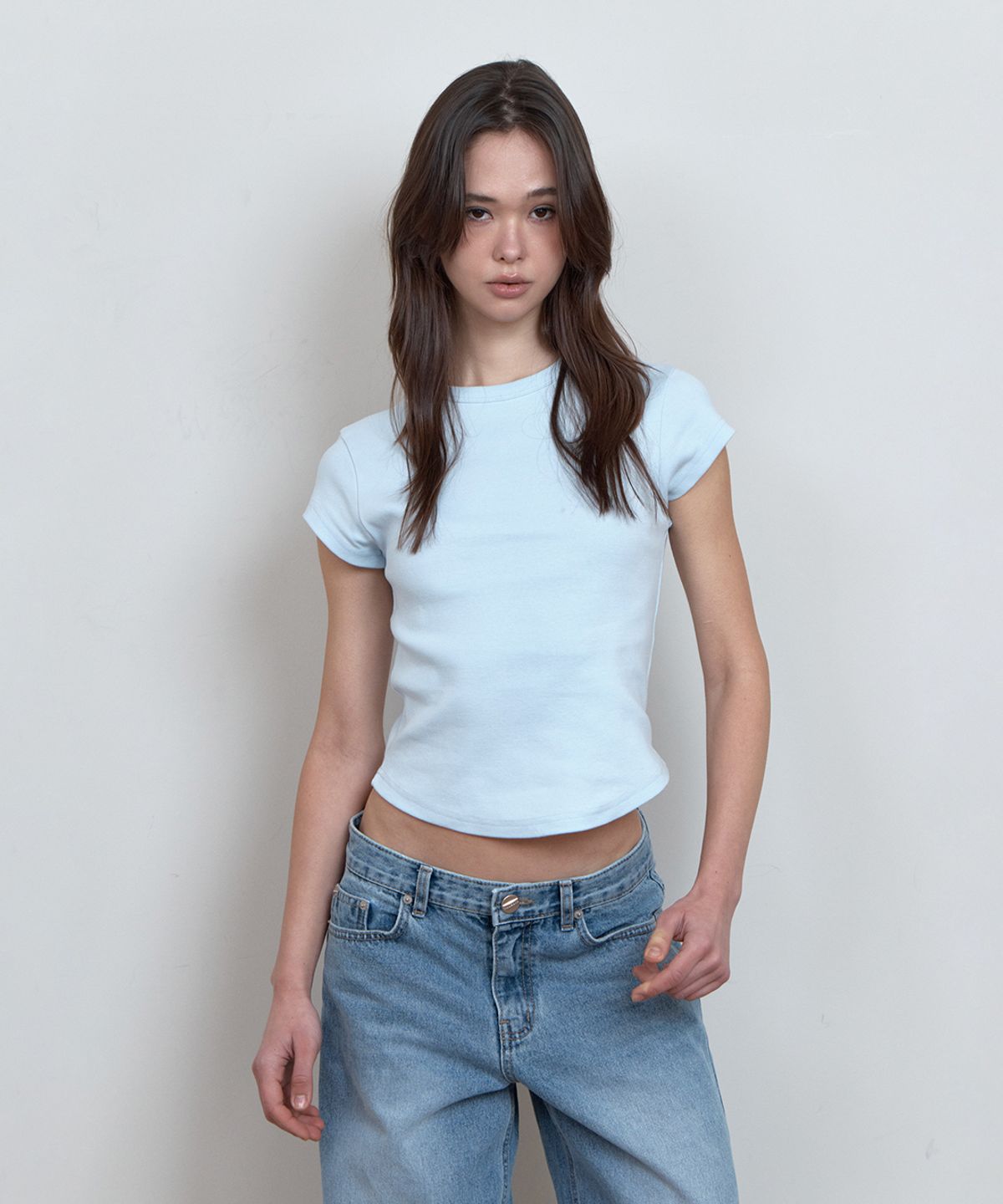 큐리티(CURETTY) C 90S LINE BASIC T-SHIRT_LIGHT BLUE