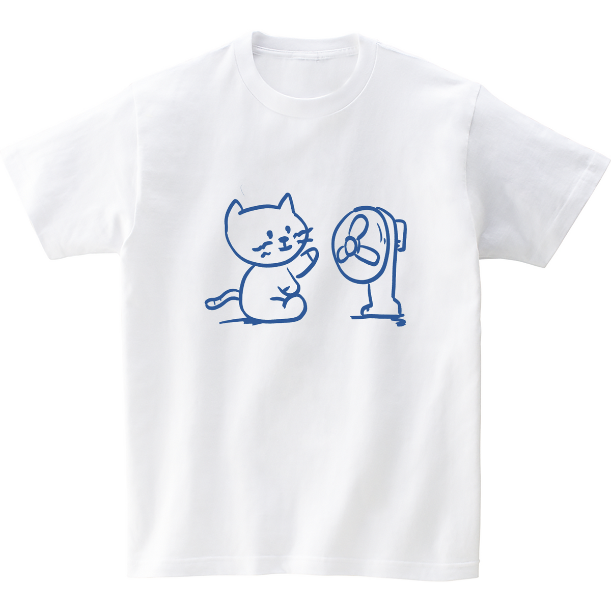 어썸어스(AWESOMEUS) (23SS)SMILE CAT AND FAN BLUE 반팔 티셔츠 화이트