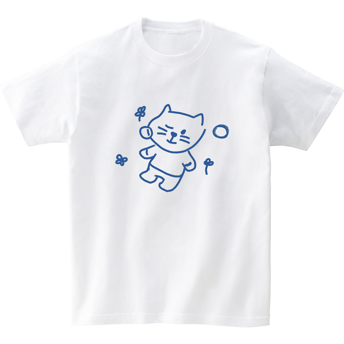 어썸어스(AWESOMEUS) (23SS)SMILE CAT NAP BLUE 반팔 티셔츠 화이트