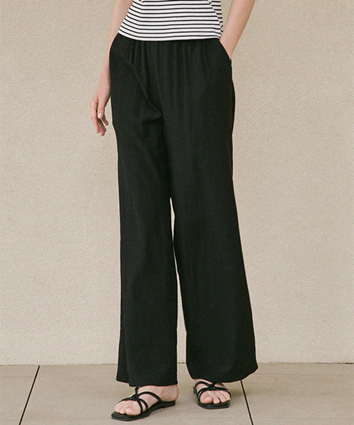 링서울(LINGSEOUL) pleats banded pants-black