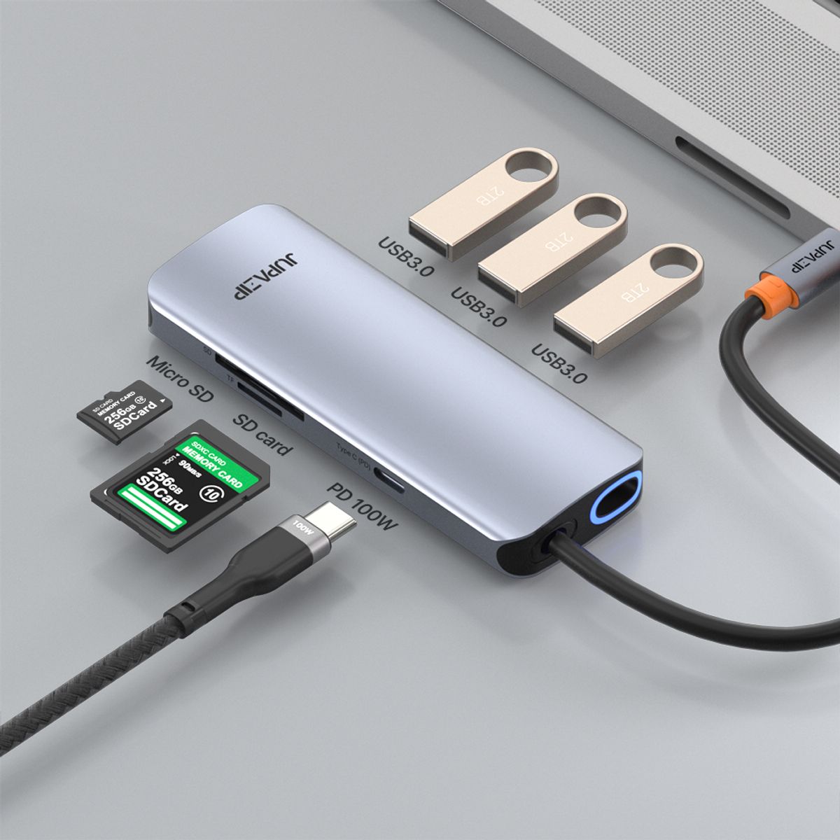 주파집(JUPAZIP) C타입 멀티 6IN1 USB TF/SD PD 허브 HUB601