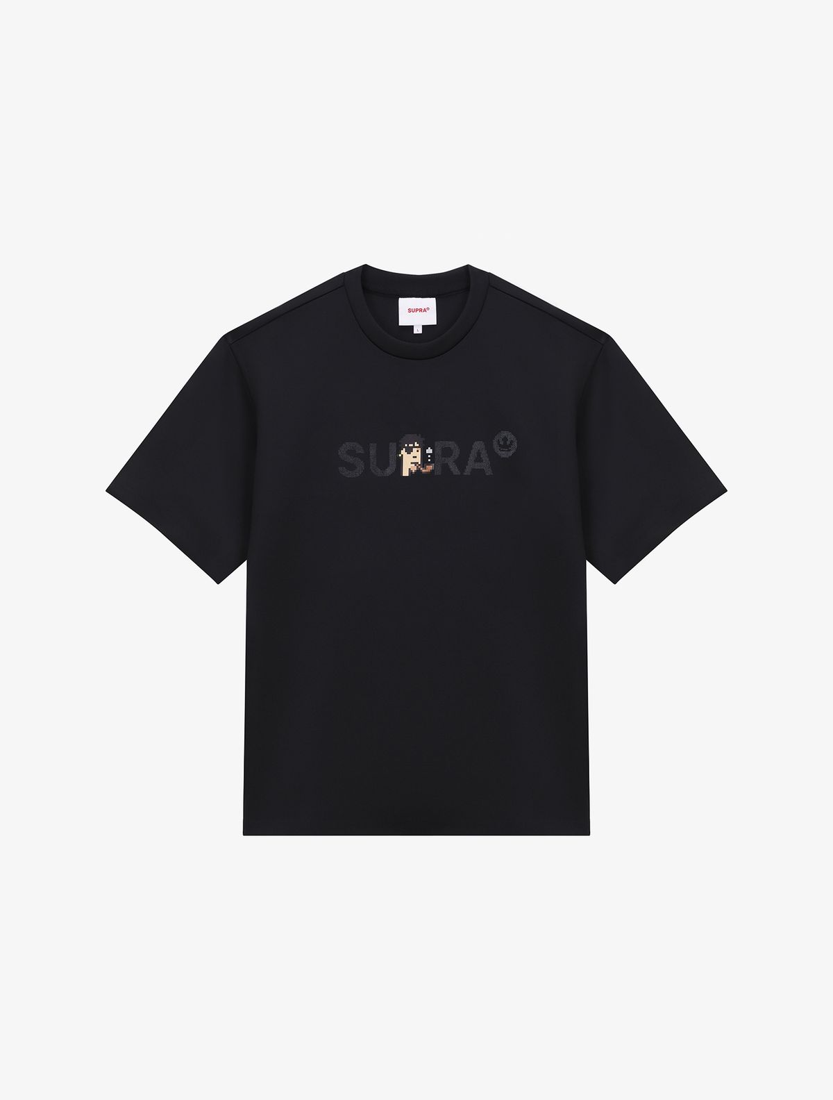 수프라(SUPRA) 크립토펑크 오버핏 메탈릭 로고 반팔 티셔츠(BLACK)