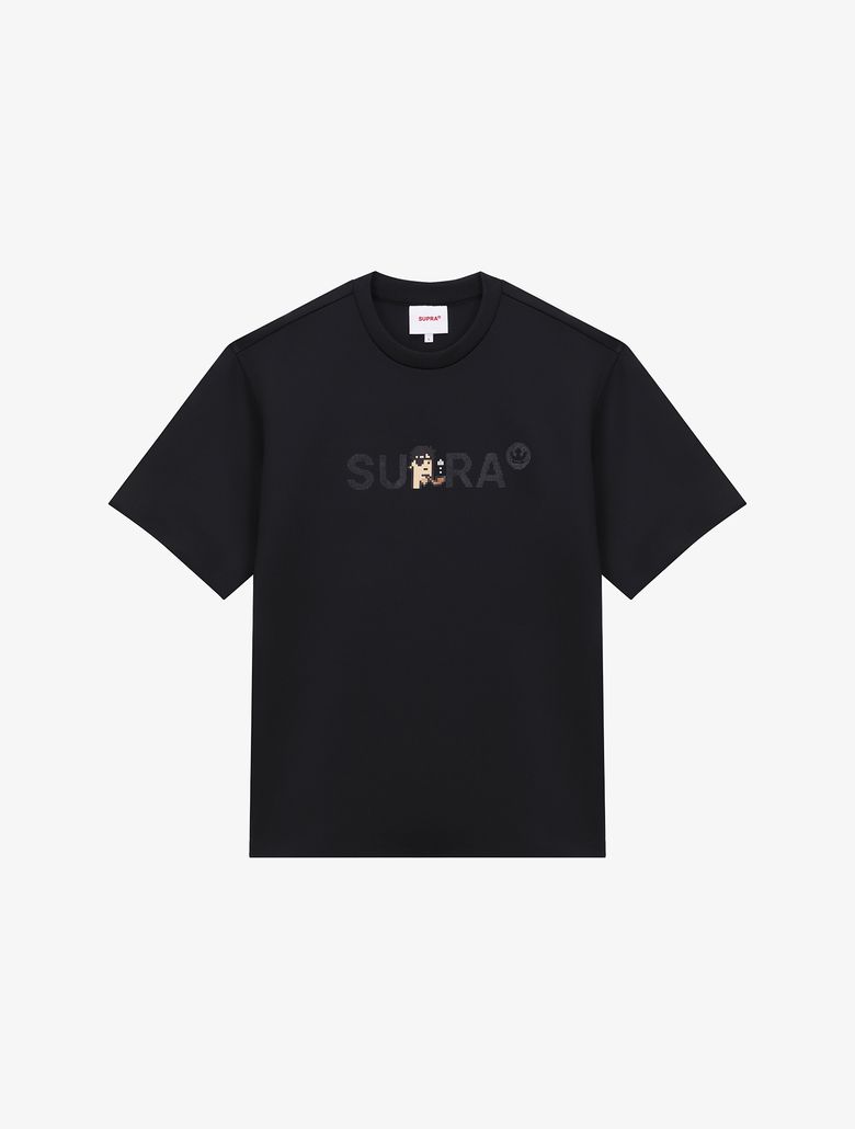 크립토펑크 오버핏 메탈릭 로고 반팔 티셔츠(BLACK)