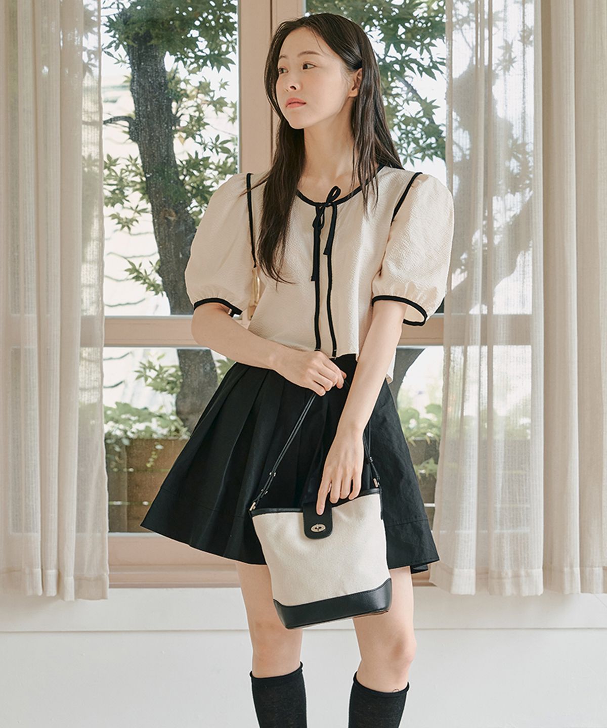 아노에틱(ANOETIC) HALF PLEATS SKIRT_2COLOR