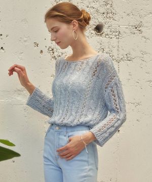 바캉스 시스루 스웨터 / 블루