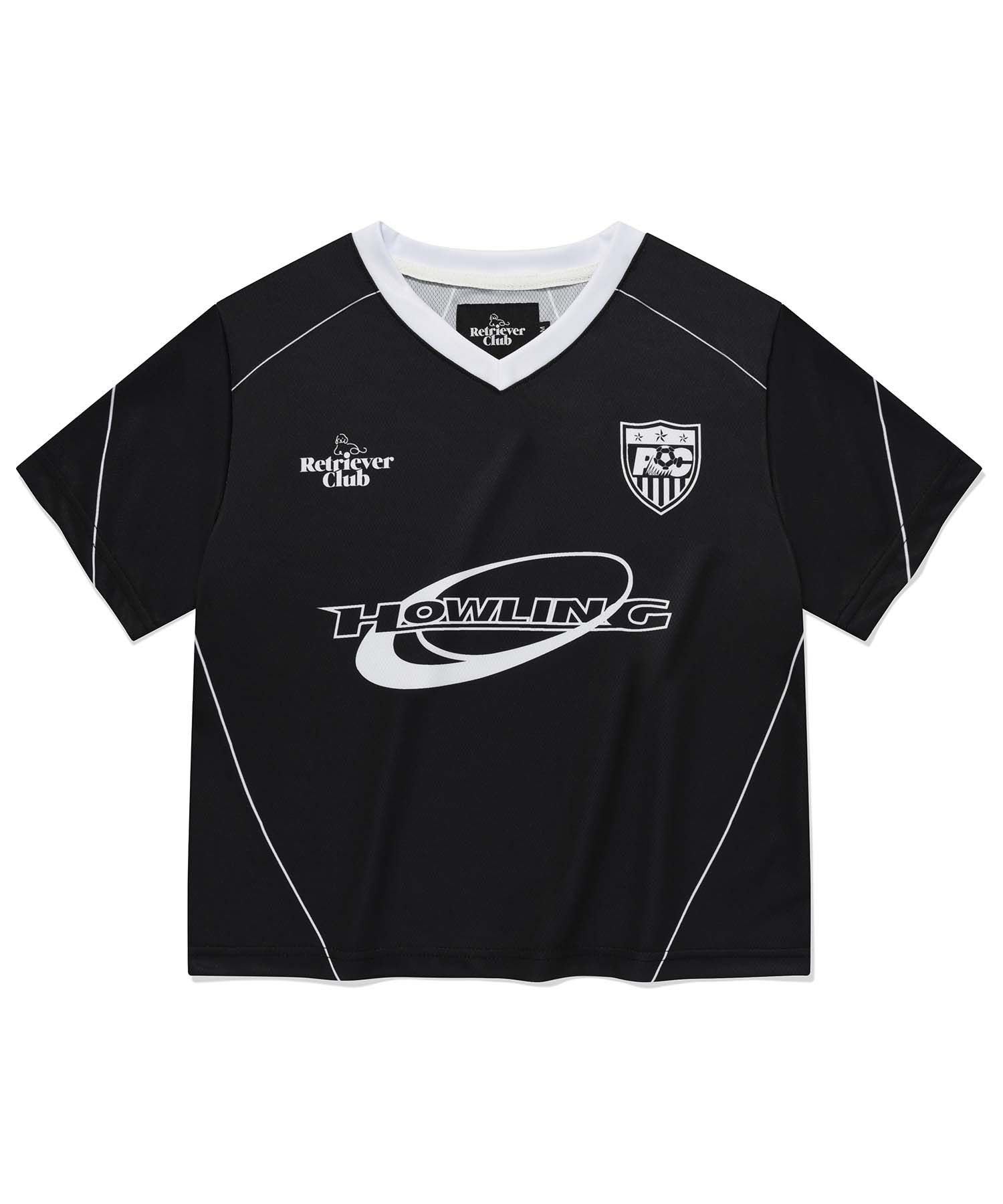 RETRIEVER CLUB☆HOWLING SOCCER JERSEY MUSINSA | RETRIEVER CLUB HOWLING SOCCER CROP JERSEY [BLACK]