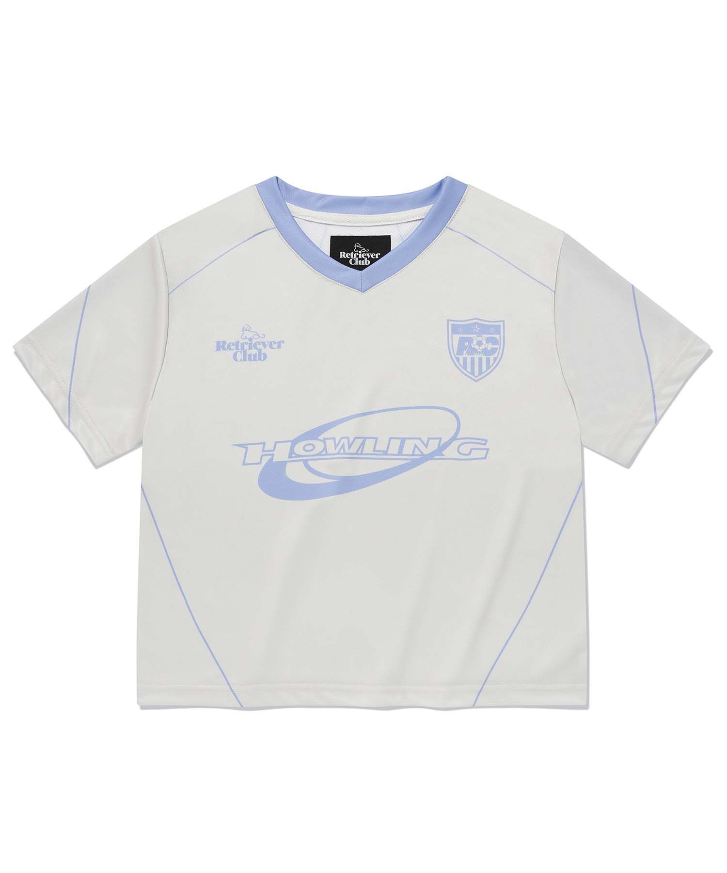MUSINSA | RETRIEVER CLUB HOWLING SOCCER CROP JERSEY [IVORY]