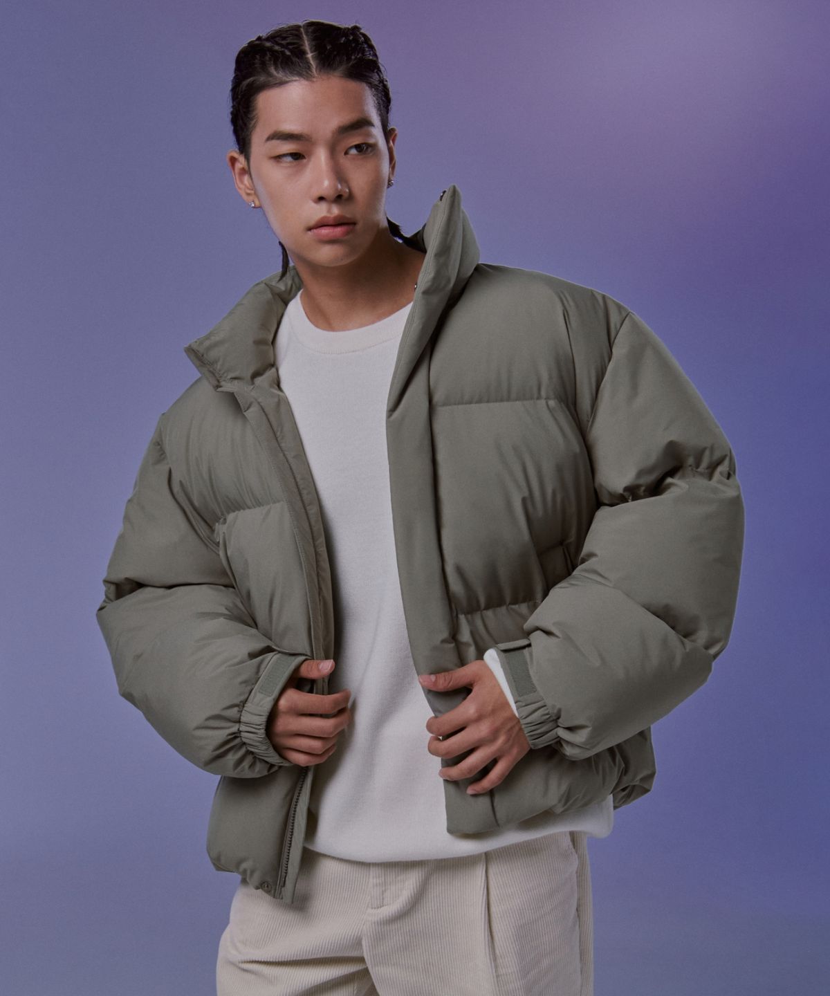 무신사 스탠다드(MUSINSA STANDARD) 데일리 푸퍼 숏 패딩 재킷 [더스티 카키]